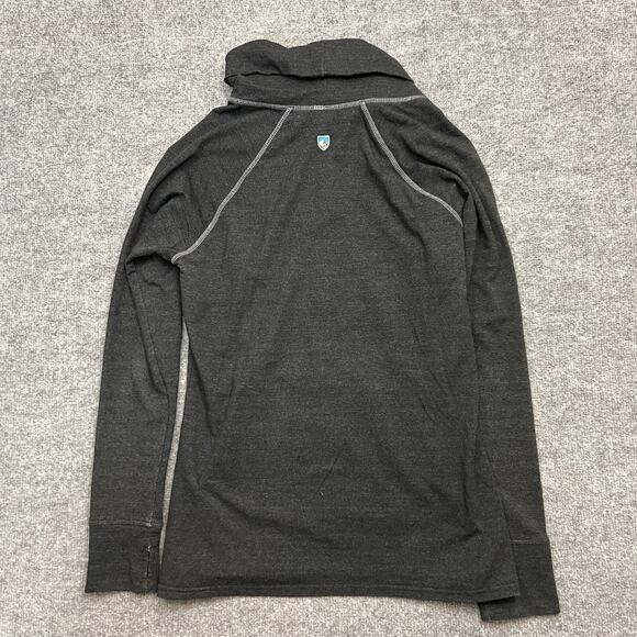 KUHL Womens M Cowl Neck Pullover Sweater Gray Tencel Blend Thumbholes Athleisure - Picture 2 of 12